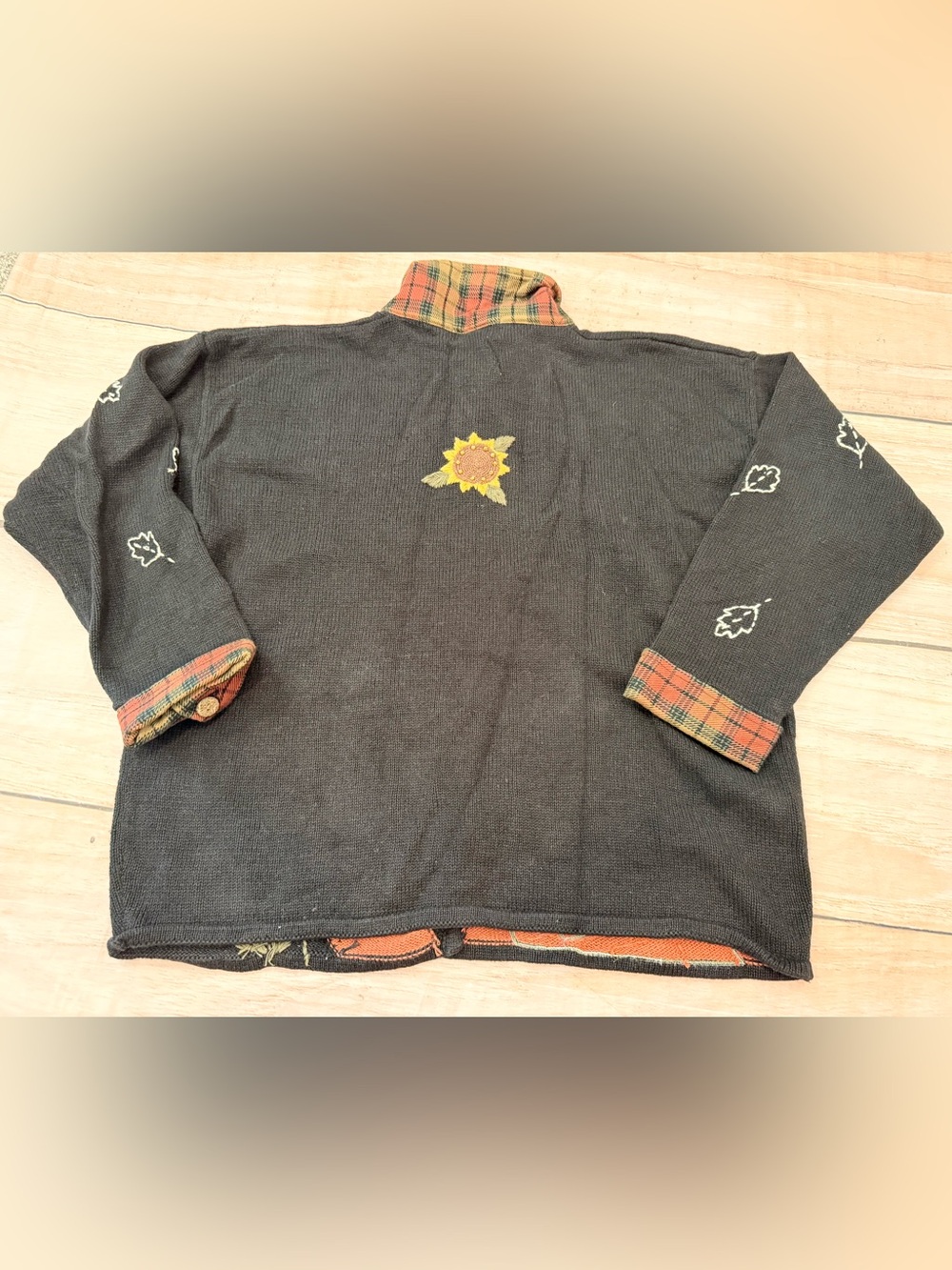Mandal Bay VTG Fall Scarecrow Plaid Country Grandma Cardigan Sweater Size 2xl - Picture 8 of 8
